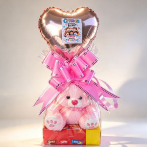 imagem do produto Urso mais caixa de chocolate rosa