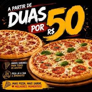 imagem do produto "Seu desejo foi atendido a partir de Duas Pizzas Grande. 😋" Por 50$