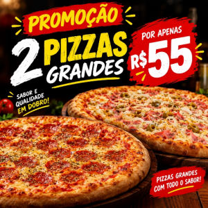 imagem do produto  2  Pizzas Grande promocionais . 😋" Por 55$