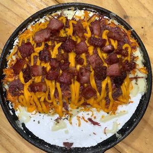 imagem do produto  Tapioca com cheddar e bacon.