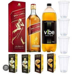imagem do produto 1 WHISKY RED LABEL 1 LITRO, 4 GELO DE COCO , 1 ENERGÉTICO MINOTAURO, 4 COPO DE 500ML