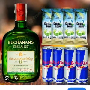 imagem do produto 1 WHISKY BUCHANAS 1 LITRO, 4 RED BULL,4 GELO DE COCO