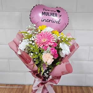 imagem do produto Buque de flores + balão -  ENCOMEDA ANTECIPADA 5 DIAS UTEIS
