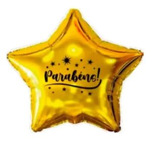 imagem do produto Balão metalizado estrela dourada - escolha a frase