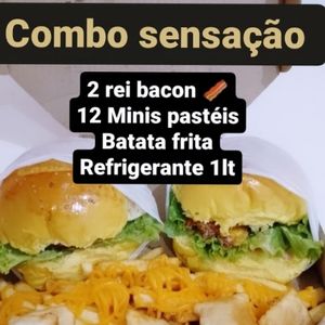imagem do produto COMBO SENSAÇÃO 2 REI BACON 1 PORÇÃO DE BATATA FRITA 12 MINI PASTÉIS 