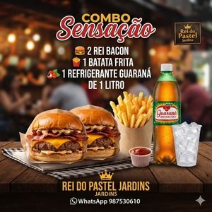 imagem do produto COMBO SENSAÇÃO 2 REI BACON 1 PORÇÃO DE BATATA FRITA 12 MINI PASTÉIS 