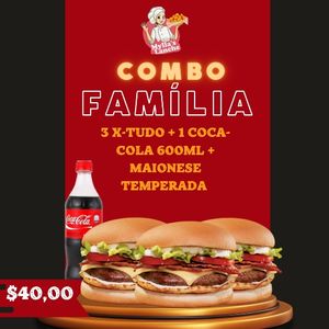 imagem do produto 3 x-tudo + Coca-Cola 600ml + maionese temperada 