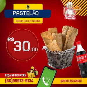 imagem do produto 5 Pastelão + Coca-Cola 600ml+ 5 molhos