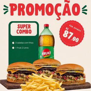 imagem do produto COMBO 3 Saladas C/fritas dentro + Fruki 2 Litros