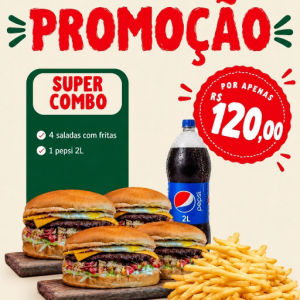 imagem do produto COMBO 4 Saladas C/fritas dentro + pepsi 2 Litros