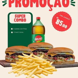 imagem do produto COMBO 3 Saladas C/fritas dentro  + Fruki 2 Litros