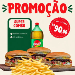 imagem do produto COMBO 3 Saladas C/fritas dentro + Fruki 2 Litros