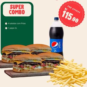 imagem do produto COMBO 4 Saladas C/fritas dentro  + pepsi 2 Litros