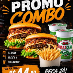 imagem do produto COMBO PROMOÇÃO N°6 2 X BACON + 1 BATATA M + 2 GUARACAMPS OU GUARAVITA