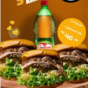 imagem do produto COMBO PROMOÇÃO N°5 3 X BACON + 1 GUARANÁ ANTÁRTICA 1,5L