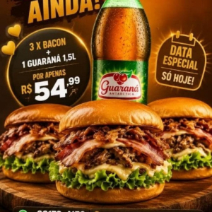 imagem do produto COMBO PROMOÇÃO N°5 3 X BACON + 1 GUARANÁ ANTÁRTICA 1,5L