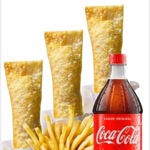 imagem do produto combo 11( 3 pasteis ate 2 sabores, 1 refri de 1 litro e uma batata)