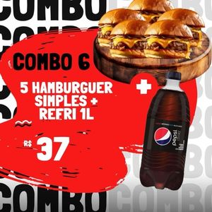 imagem do produto 5 hambúrguer  simples+ refrigerante de 1 litro