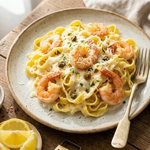 imagem do produto Talharim de limão siciliano com molho branco e camarões