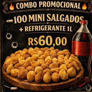 imagem do produto 100 Mini Salgados + Refrigerante 1L 