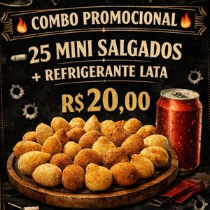 imagem do produto 25 Mini Salgados + Refrigerante Lata 
