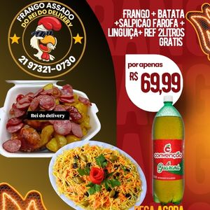 imagem do produto Frango assado + batata + linguiça+ farofa + salpicão+ ref grátis