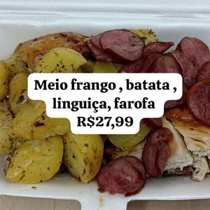 imagem do produto meio frango +batata +linguiça +FAROFA