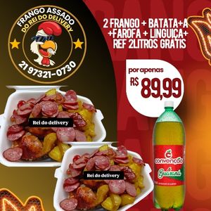 imagem do produto 2 frango +batata +linguica +farofa + ref grátis