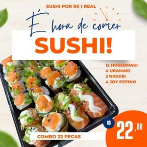 imagem do produto Combo 22 peças 12 hossomaki
4 uramaki 
2 niguiri
4 Joy de pepino 