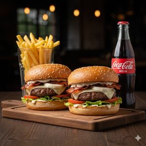 imagem do produto 2 x burguer truck bacon mais batata + coca 600ml
