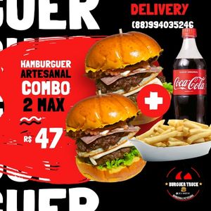 imagem do produto 2 x burguer truck max + batata + coca 600ml