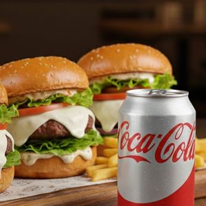 imagem do produto 2 x burguer top + refrigerante lata +batata