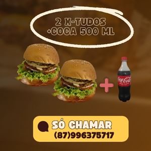 imagem do produto 2 x-tudo+1 coca de 500 ml