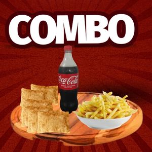 imagem do produto 2 pastéis de queijo+2 de carne+2 de frango+1 batata g+1 Coca de litro