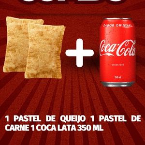 imagem do produto 1 pastel de queijo+1 pastel de carne+1Coca lata 350 ml