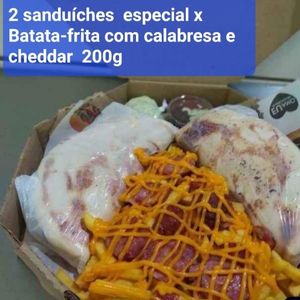 imagem do produto 2 especial X arabe+ batata-frita 200g c/ cheddar e  calabressa