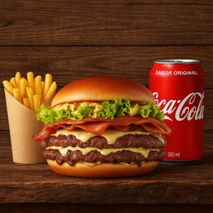 imagem do produto Hambúrguer + refrigerante 350ml + batata 