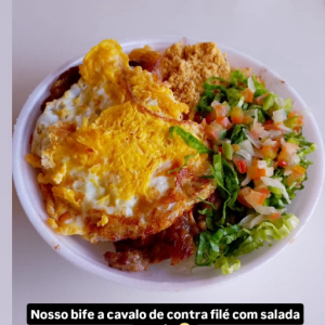 imagem do produto Bife á cavalo de contra filé com salada verde