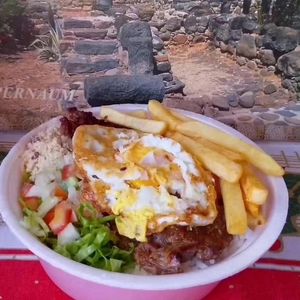 imagem do produto Bife á cavalo de contra filé com salada verde 