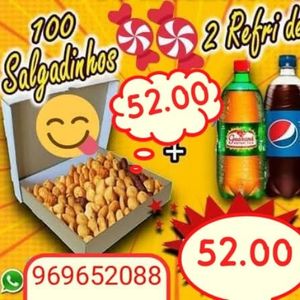 imagem do produto 100 salgados +2 refri de 1lt antártica 