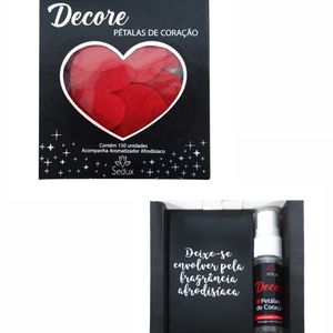 imagem do produto PÉTALAS DE CORAÇÃO DECORE EM CETIM COM AROMATIZADOR AFRODISÍACO 150 UNIDADES SEDUX