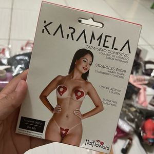 imagem do produto KARAMELA TAPA SEXO COMESTÍVEL FORMATO CORAÇÃO HOT FLOWERS