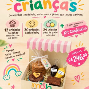 imagem do produto 12 bolinhos adoçados com uva-passa + 30 cookies de tâmara + 24 pães de queijo coloridos + kit confeiteiro! (1 bolinho+ 1 brownie+ 4 cookies de tâmara+ 1 bisnaga de ganache de tâmara+ 1 bisnaga de chantilly de castanha)