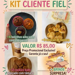 imagem do produto 6 bolinhos adoçados com uva-passa+ 6 corações de tapioca + 12 cookies de tâmara + brinde surpresa!
