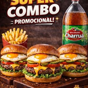 imagem do produto 3 hamburgão de carne+ guaraná Charrua 2 litros ganha um pacote de batatas fritas