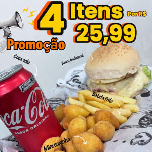 imagem do produto 4 itens por 25,99 (Bauru + fritas + coxinha + refri)