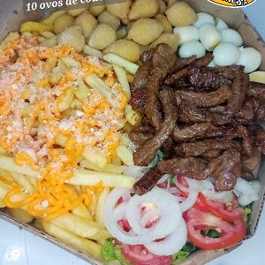 imagem do produto Combo 11(600g fritas + 400g carne, calabresa + 5 ovos + 10 coxinha + 6 aneis)