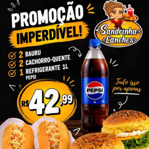 imagem do produto Promoção: (2 Bauru + 2 Cachorro quente + 1 Refrigerante 1L)