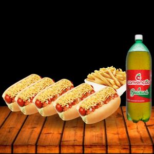 imagem do produto 5 HOT DOG + BATATA 250G + CONVENÇÃO 2L