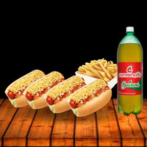 imagem do produto 4 DE HOT DOG + BATATA 250G + CONVENÇÃO 2L